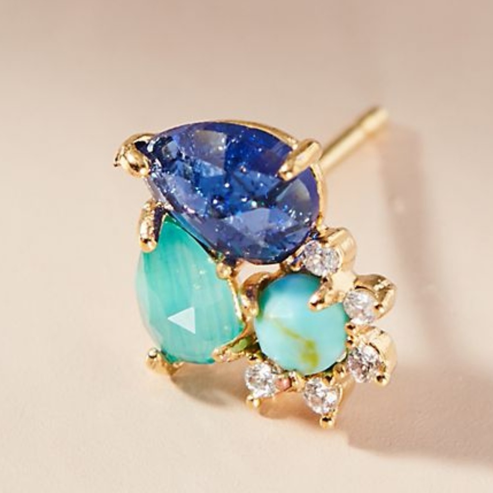 Anthropologie Shirley Post Labradorite Earrings - Picture 2 of 5